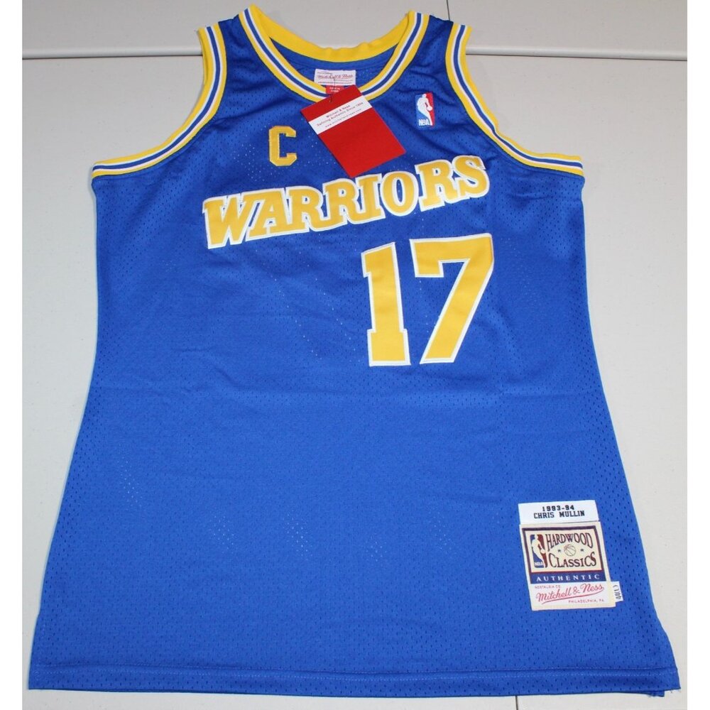 1993-94 Golden State Warriors Chris Mullin Sewn #17 Jersey Large Mitchell & Ness